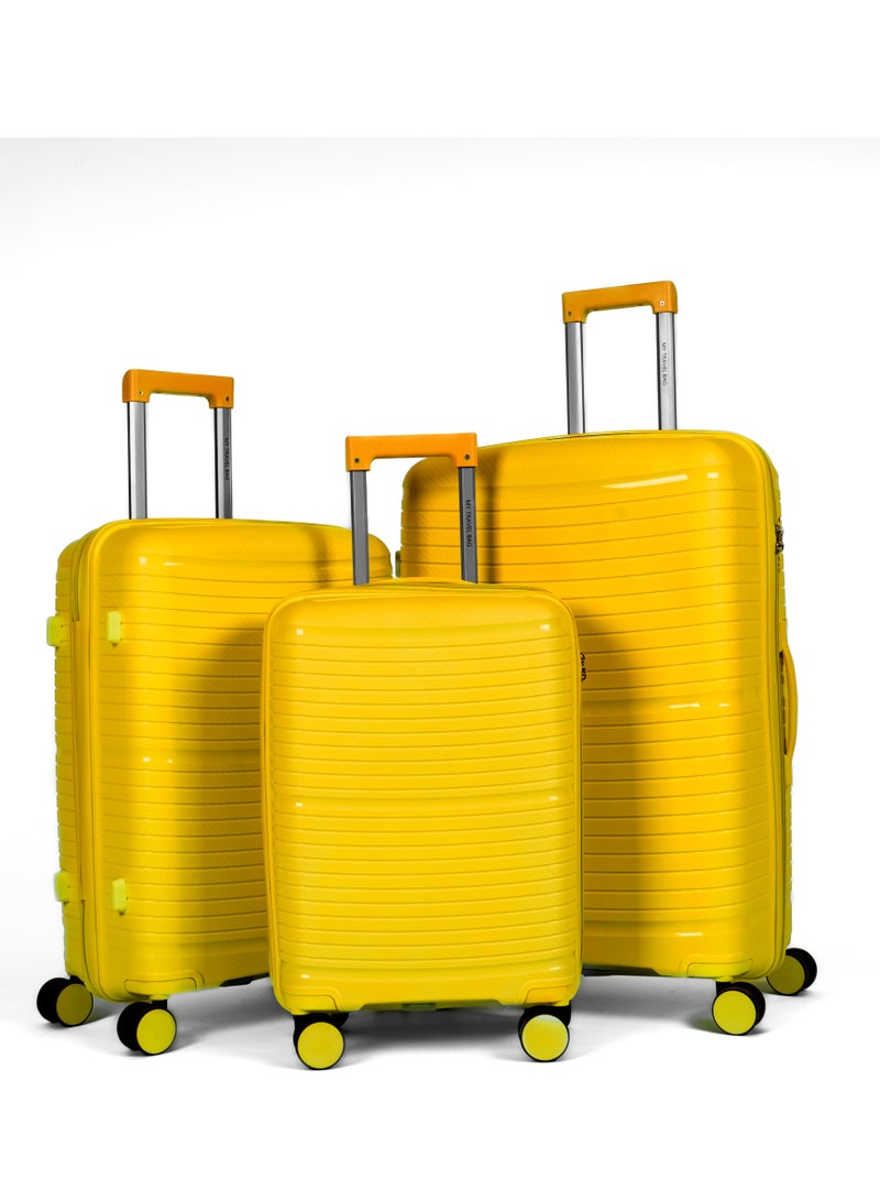 Unbreakable Travel Luggage Set with Hand Carry Trolley and Suitcases Featuring Double Spinner Wheels