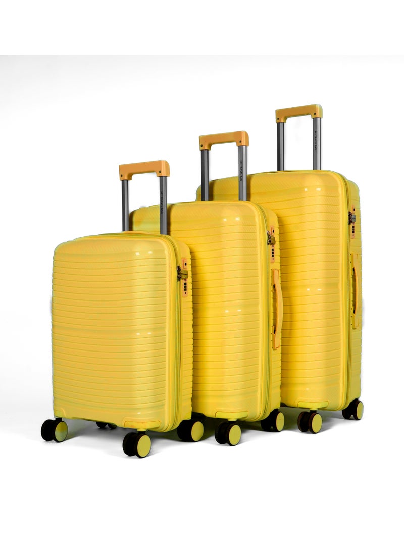 Unbreakable Travel Luggage Set with Hand Carry Trolley and Suitcases Featuring Double Spinner Wheels