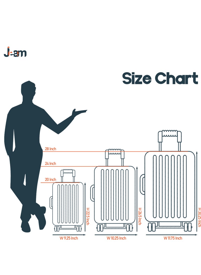 Unbreakable Travel Luggage Set with Hand Carry Trolley and Suitcases Featuring Double Spinner Wheels