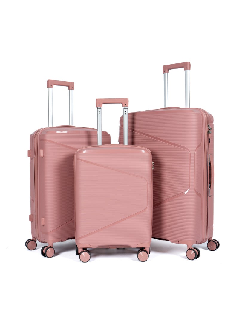 Unbreakable Travel Luggage Set with Hand Carry Trolley and Suitcases Featuring Double Spinner Wheels