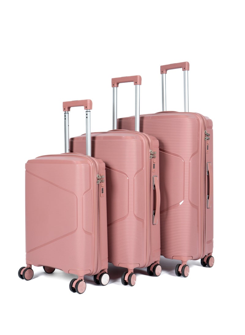 Unbreakable Travel Luggage Set with Hand Carry Trolley and Suitcases Featuring Double Spinner Wheels