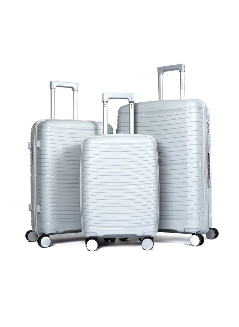 Unbreakable Travel Luggage Set with Hand Carry Trolley and Suitcases Featuring Double Spinner Wheels