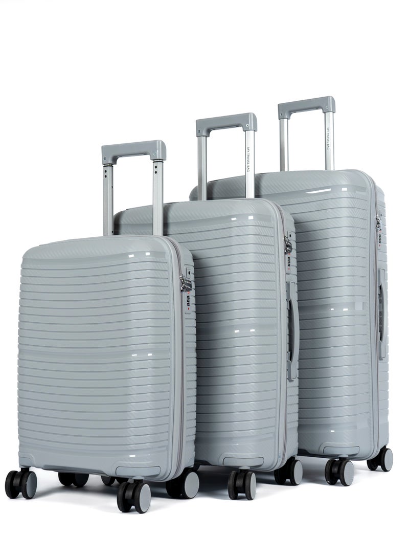 Unbreakable Travel Luggage Set with Hand Carry Trolley and Suitcases Featuring Double Spinner Wheels