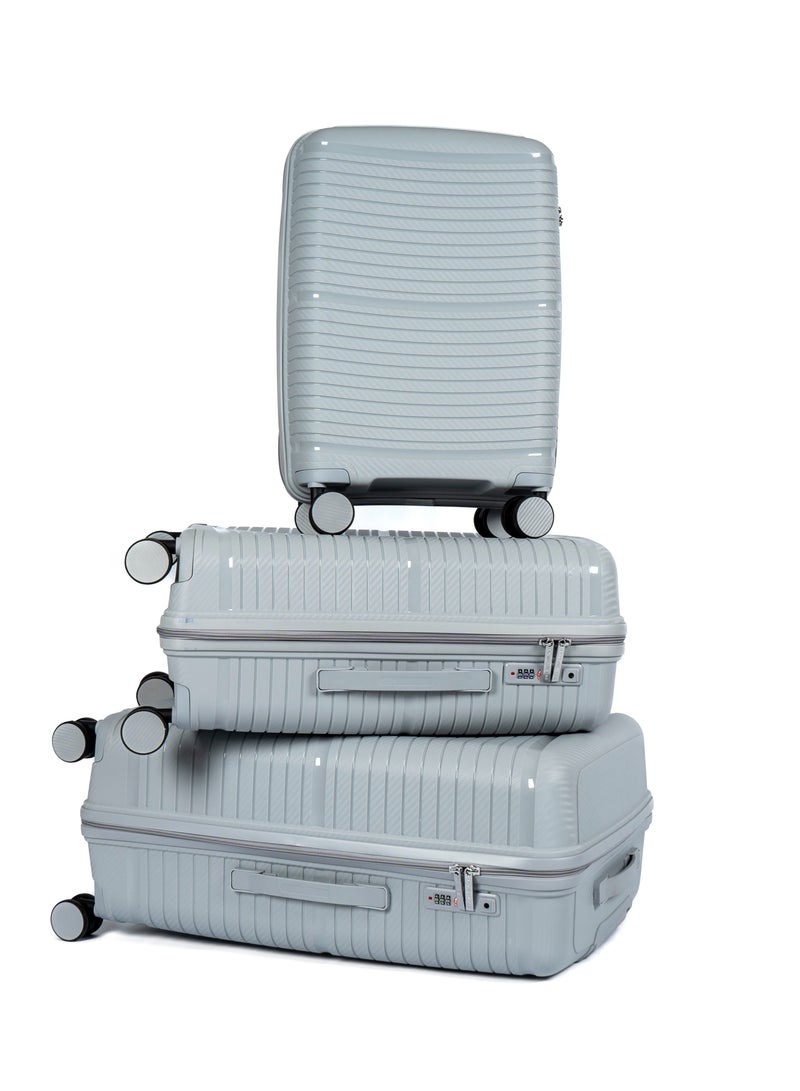 Unbreakable Travel Luggage Set with Hand Carry Trolley and Suitcases Featuring Double Spinner Wheels