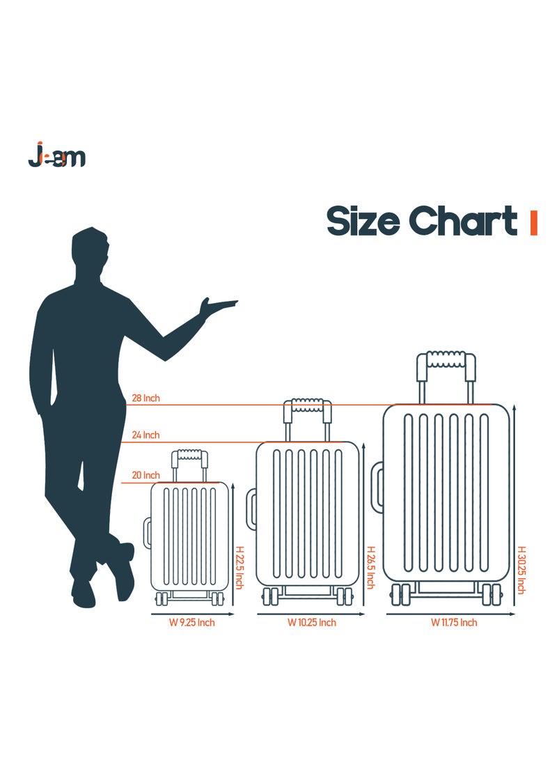 Unbreakable Travel Luggage Set with Hand Carry Trolley and Suitcases Featuring Double Spinner Wheels