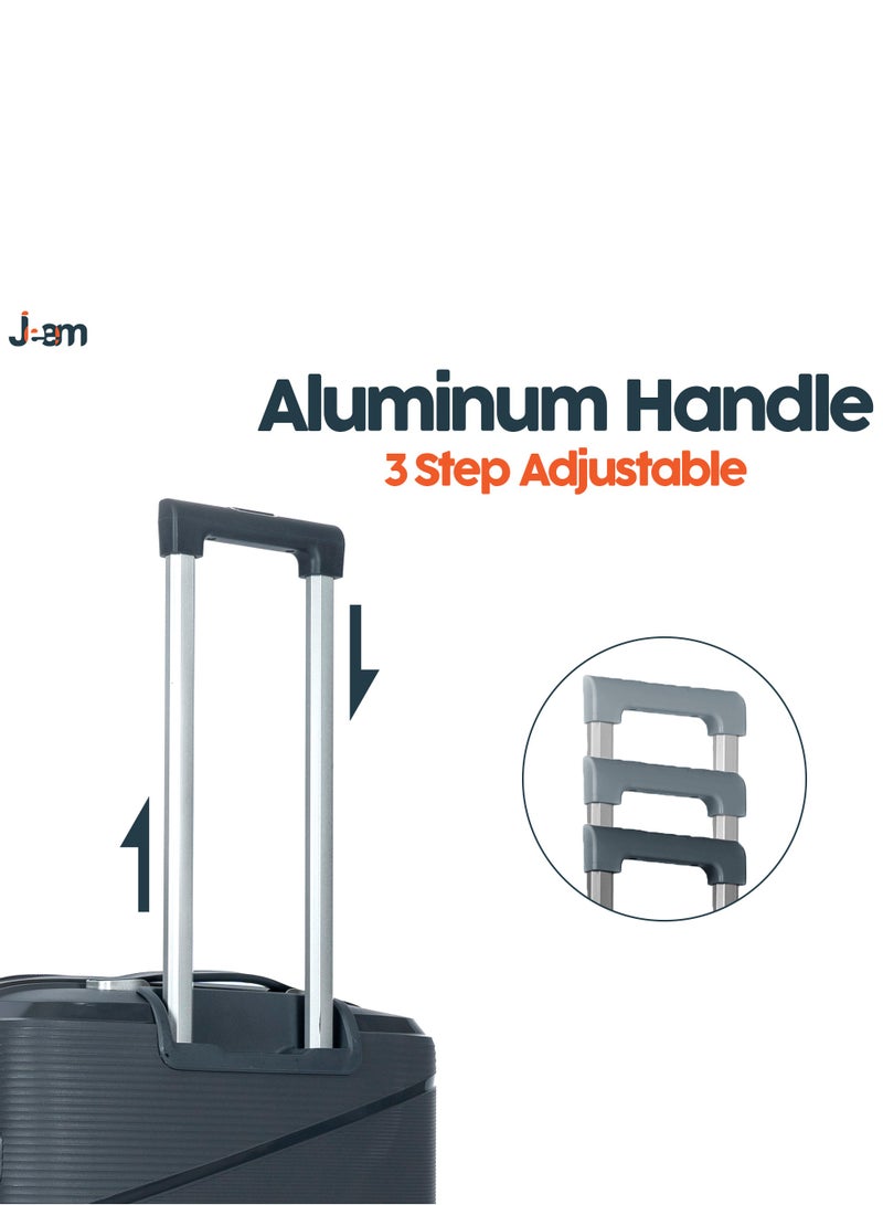 Unbreakable Travel Luggage Set with Hand Carry Trolley and Suitcases Featuring Double Spinner Wheels