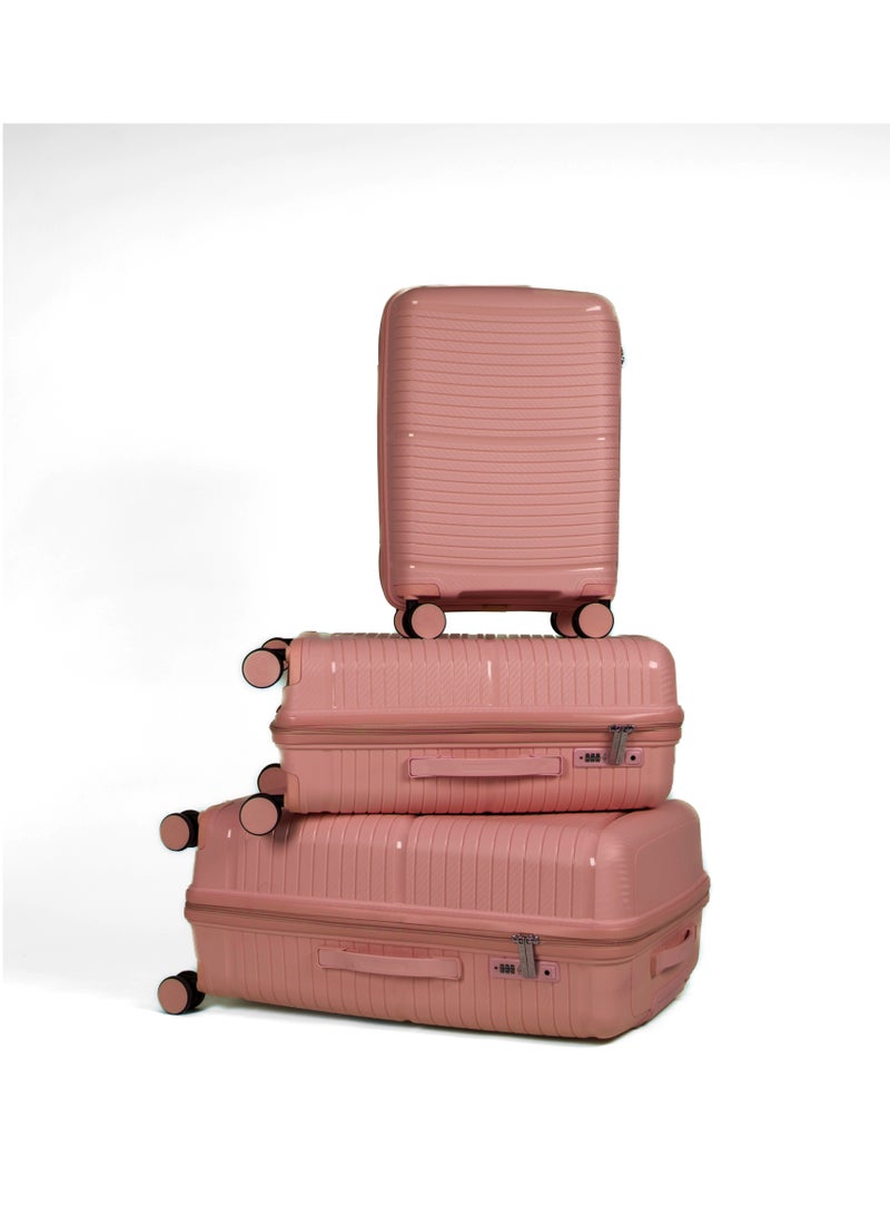 Unbreakable Travel Luggage Set with Hand Carry Trolley and Suitcases Featuring Double Spinner Wheels