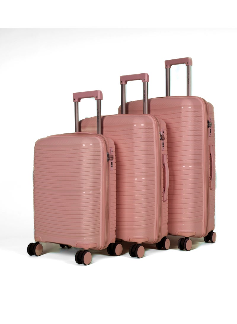 Unbreakable Travel Luggage Set with Hand Carry Trolley and Suitcases Featuring Double Spinner Wheels