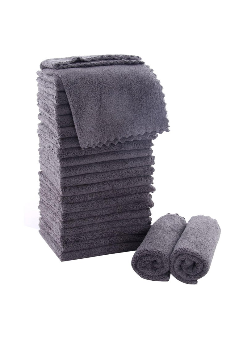 MOONQUEEN Ultra Soft Premium Washcloths Set - 12 x 12 inches - 24 Pack - Quick Drying - Highly Absorbent Coral Velvet Bathroom Wash Clothes - Use as Bath, Spa, Facial, Fingertip Towel (Grey)