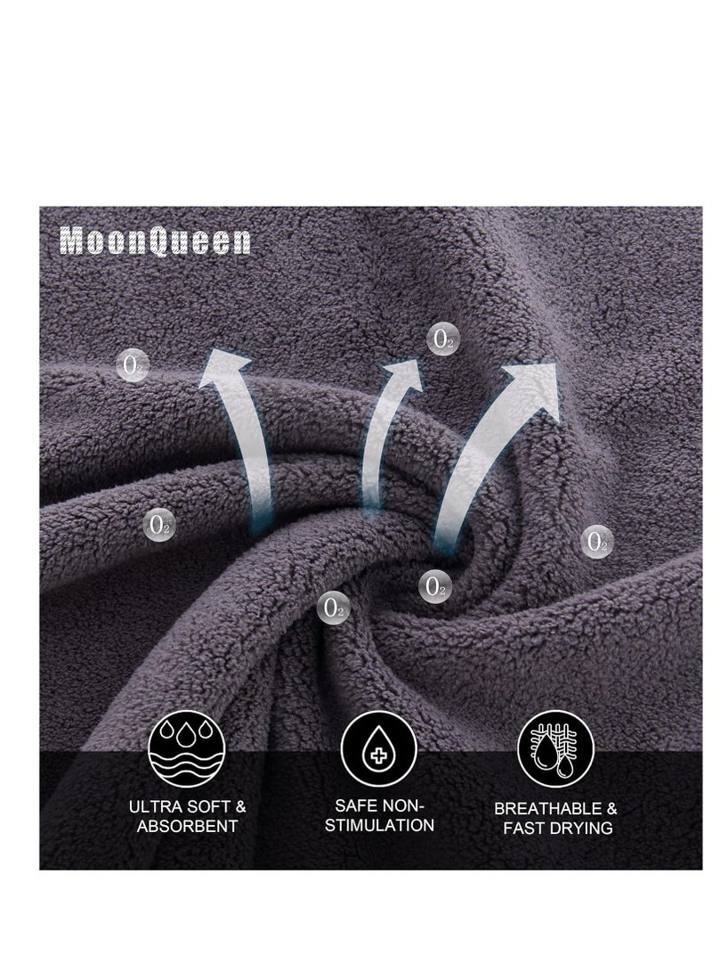 MOONQUEEN Ultra Soft Premium Washcloths Set - 12 x 12 inches - 24 Pack - Quick Drying - Highly Absorbent Coral Velvet Bathroom Wash Clothes - Use as Bath, Spa, Facial, Fingertip Towel (Grey)