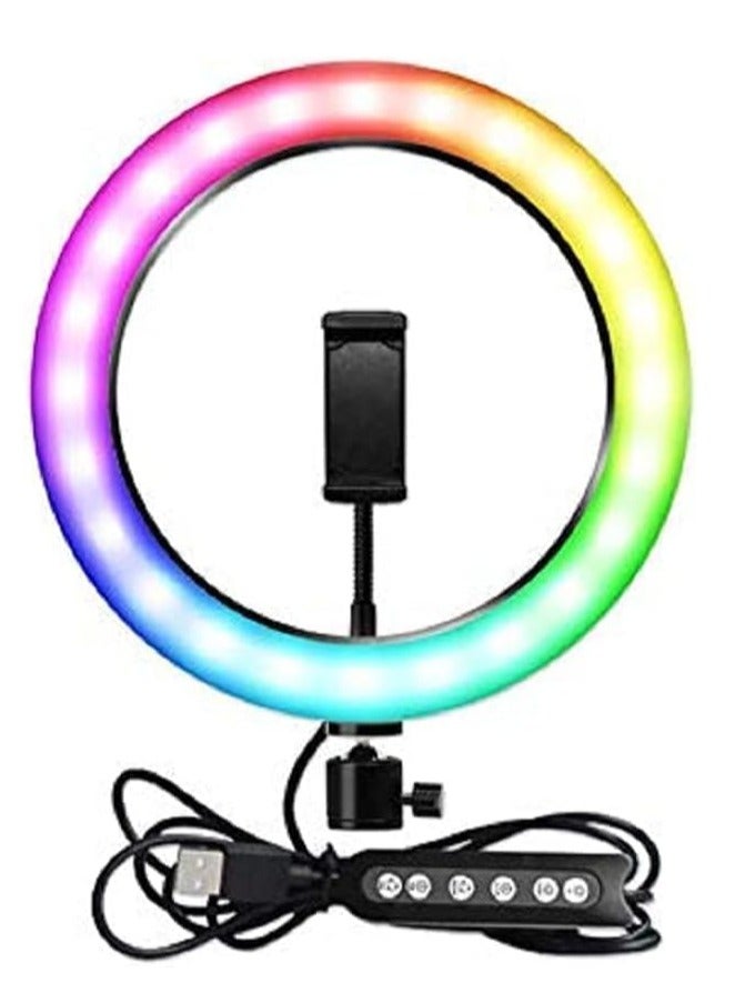 Ring Light with Tripod Stand Phone Holder |22 inch Selfie LED Ringlight Dimmable Desktop Lamp 40 Colors RGB Tall Circle Light for Camera Makeup Video YouTube with Remote Stand MJ-56