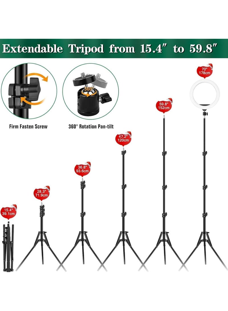 Ring Light with Tripod Stand Phone Holder |22 inch Selfie LED Ringlight Dimmable Desktop Lamp 40 Colors RGB Tall Circle Light for Camera Makeup Video YouTube with Remote Stand MJ-56