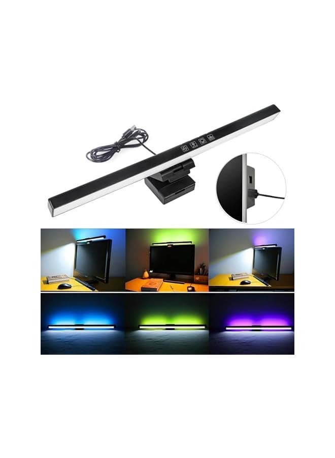 Computer Monitor LED Light Bar,Computer Screen Monitor Lamp with Touch Control, 3 Color Temperature, No Screen Glare Dimmable e-Reading USB Powered Desk Lamp for Task/Home/Office (Black)