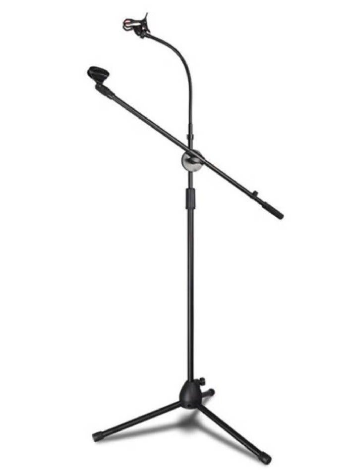 Height angle adjustable floor-standing mic tripod stand with mic-clip and Phone holder