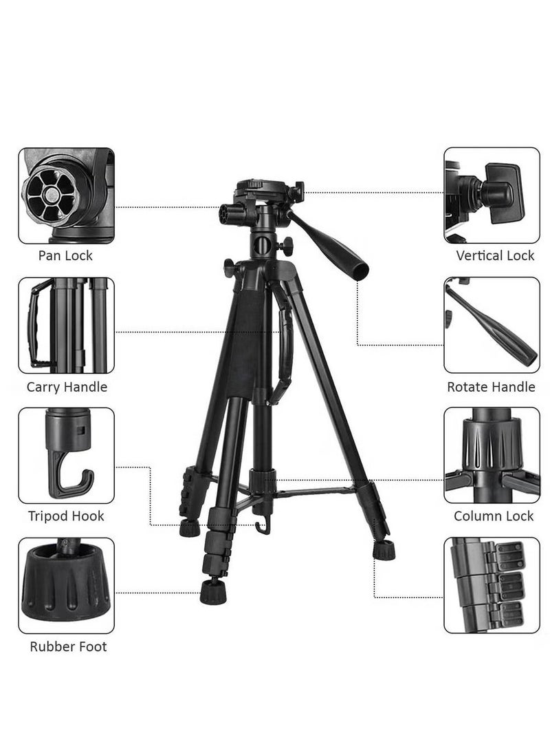 T900 Professional Video Camera Tripod, Aluminum Alloy Travel Portable 2in1' Monopod Tripod with Rotatable Center Column, Mobile Holder and Carrying Bag Max Height 178CM & Max Load up to 5KG