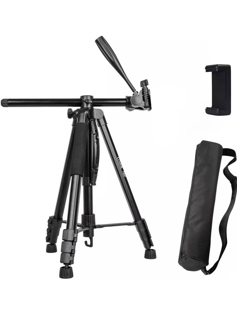 T900 Professional Video Camera Tripod, Aluminum Alloy Travel Portable 2in1' Monopod Tripod with Rotatable Center Column, Mobile Holder and Carrying Bag Max Height 178CM & Max Load up to 5KG