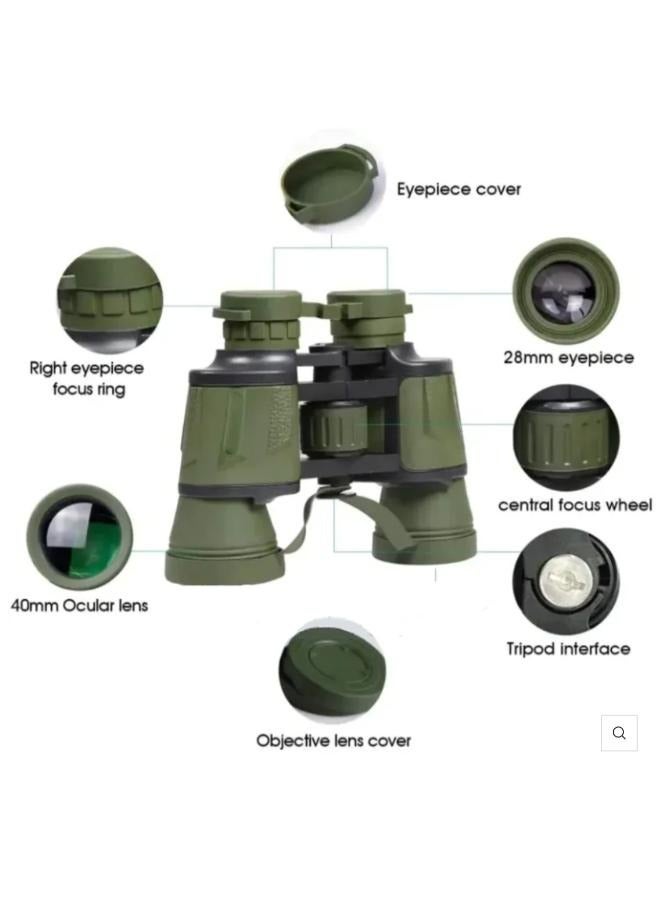 8x40 Powerful Wide Angle Binoculars Telescope BAK4 Prism FMC Waterproof Low Light Night Vision Binoculars for Outdoor Activities