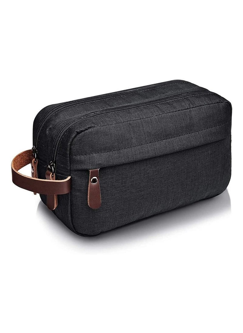 Travel Toiletry Bag for Women and Men, Large-capacity Waterproof Oxford Cloth Organizer Cosmetic Bag, Foldable Hanging Travel Double-layer Storage Bag, Travel Shaving Bag Cosmetics Bags (Black)