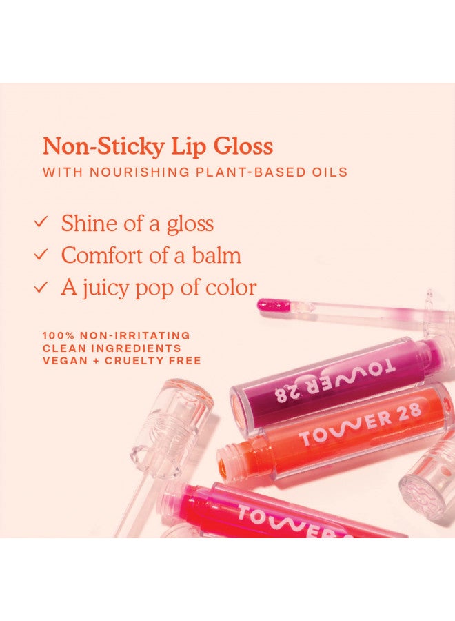 Tower 28 ShineOn Lip Jelly, XOXO | Non-Sticky, Vegan Lip Gloss in Sheer Pink | Moisturizing Apricot and Raspberry Seed Oil | Clean, Cruelty Free