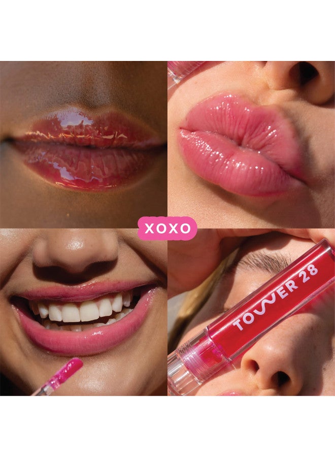 Tower 28 ShineOn Lip Jelly, XOXO | Non-Sticky, Vegan Lip Gloss in Sheer Pink | Moisturizing Apricot and Raspberry Seed Oil | Clean, Cruelty Free