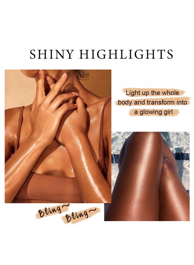 MAEPEOR Shimmer Body Luminizer 5 Colors Moisturizing Glow Illuminator Smooth and Non-sticky Summer Body Highlighter For Face & Body (2.8 Fl Oz, 02 Gold)