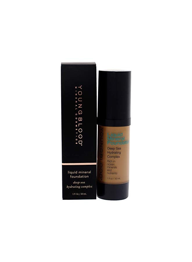 Youngblood Clean Luxury Cosmetics Liquid Mineral Foundation | Full Coverage Mineral Lightweight Makeup All Skin Types | Vegan, Cruelty Free, Paraben Free, Gluten (Suntan)