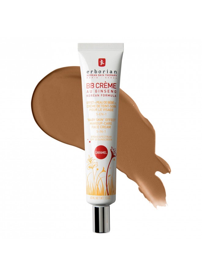 Erborian BB Cream With Ginseng, Caramel - Lightweight Buildable Coverage With SPF & Ultra-Soft Matte Finish Minimizes Pores & Imperfections - Korean Face Makeup & Skincare - 1.5 Oz