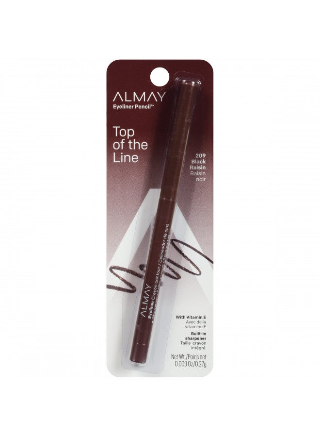 Almay Eyeliner Pencil, Hypoallergenic, Cruelty Free, Oil Free, unscented, Ophthalmologist Tested, Long Wearing and Water Resistant, with Built in Sharpener, 209 Black Raisin, 0.01 oz