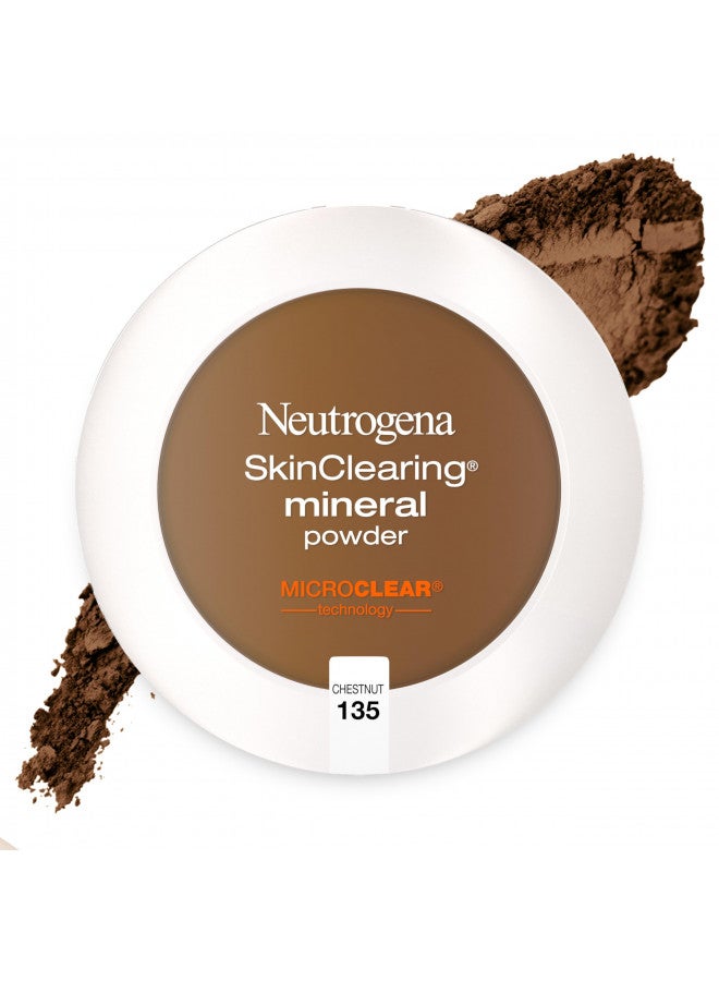 Neutrogena SkinClearing Mineral Acne-Concealing Pressed Powder Compact, Shine-Free & Oil-Absorbing Makeup with Salicylic Acid to Cover, Treat, & Prevent Breakouts, Chestnut 135,.38 oz