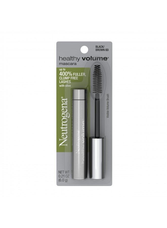 Neutrogena Healthy Volume Lash-Plumping Mascara, Volumizing and Conditioning Mascara with Olive Oil to Build Fuller Lashes, Clump-, Smudge- and Flake-Free, Brown/Black 03, 0.21 oz