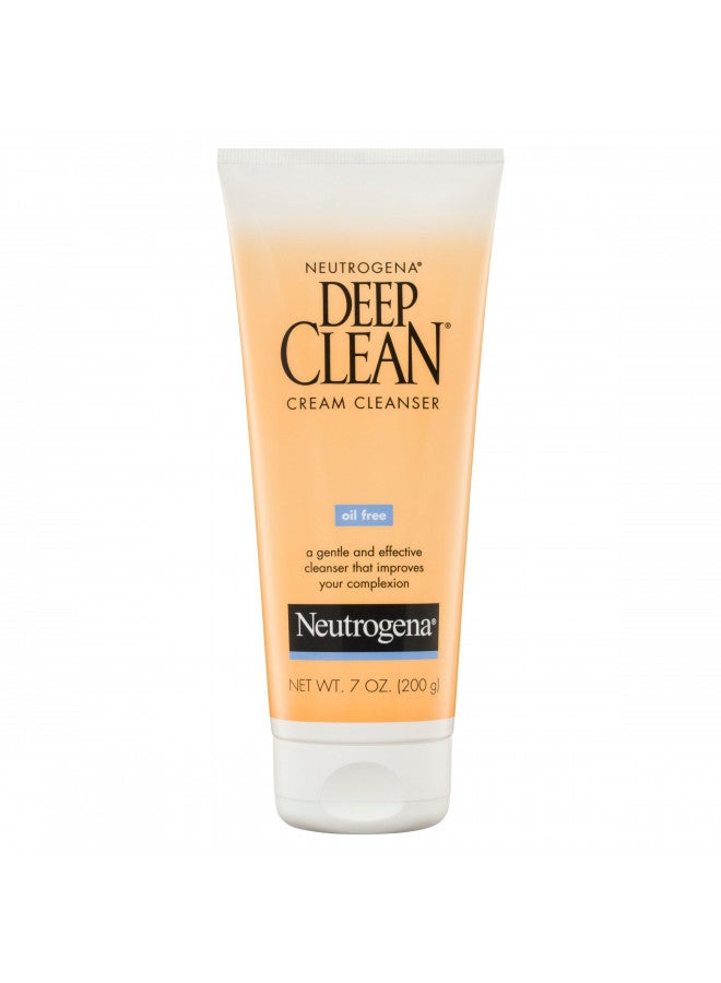 Neutrogena Deep Clean Daily Facial Cream Cleanser with Beta Hydroxy Acid to Remove Dirt, Oil & Makeup, Alcohol-Free, Oil-Free & Non-Comedogenic, 7 fl. oz