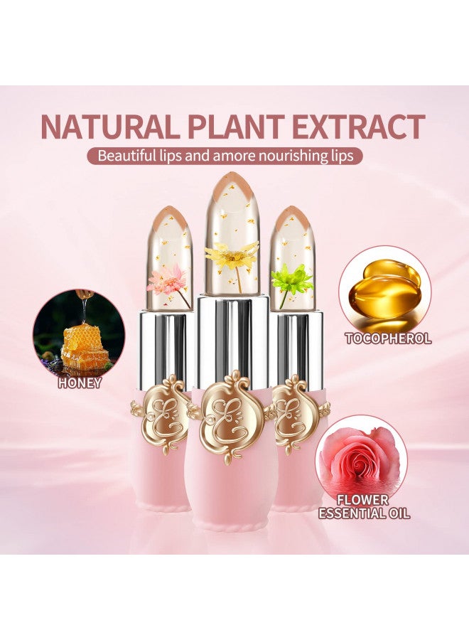 6 Pcs/Set Flower Jelly Lipstick Set Temperature Change Moisturizer Long Lasting Nutritious Balm Magic Color Change Lip Gloss