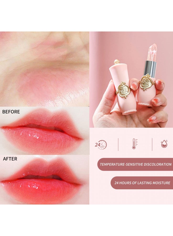 6 Pcs/Set Flower Jelly Lipstick Set Temperature Change Moisturizer Long Lasting Nutritious Balm Magic Color Change Lip Gloss