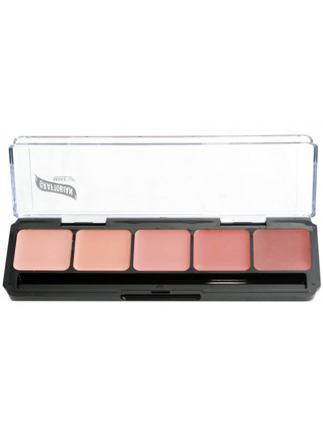 Graftobian HD Glamour Crème Foundation Palette (Blush) - High Definition 5 Color Makeup Palette, Cream Based Foundation Pink and Red Blush Palette for Cheeks, Full Coverage - For All Skin Shades