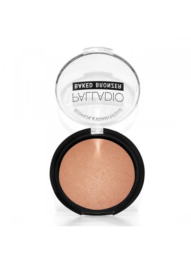 Palladio Baked Bronzer, Highly Pigmented and Easy to Blend, Shimmery Bronzed Glow, Use Dry or Wet, Lasts all day long, Provides Rich Tanning Color Finish, Powder Compact, Pacific Tan