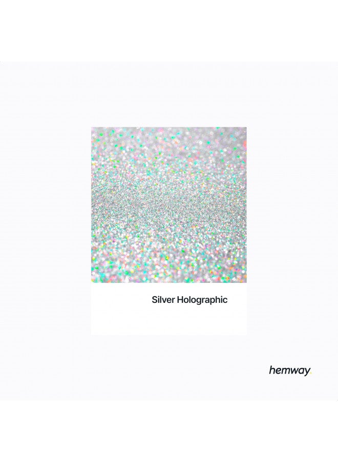 Hemway Premium Ultra Sparkle Glitter Multi Purpose Metallic Flake for Nail Art, Cosmetic Graded, Makeup, Festival, Party, Hair, Body and Eyes 100g / 3.5oz - Silver Holographic