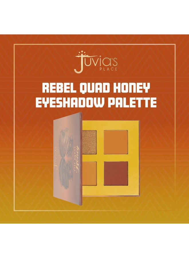 Juvia's Place Rebel Quad Honey Eyeshadow Palette - Professional Eye Makeup, Pigmented Eyeshadow Palette, Makeup Palette for Eye Color & Shine, Pressed Eyeshadow Cosmetics, Shades of 4