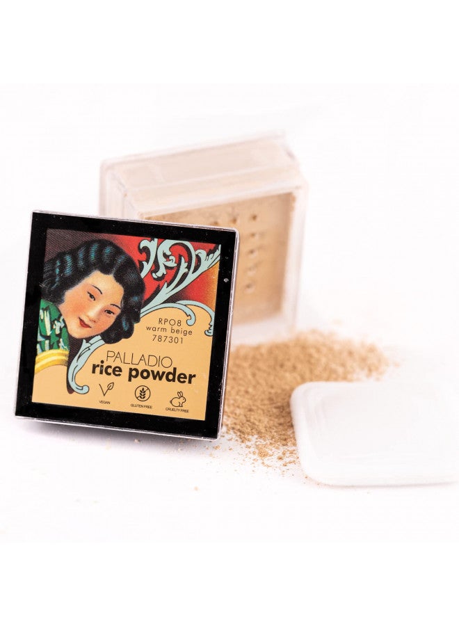 Palladio Rice Powder, Loose Setting Powder, Absorbs Oil, Leaves Face Looking and Feeling Smooth, Helps Makeup Last Longer For a Flawless, Fresh Look, Warm Beige, Pack of 3