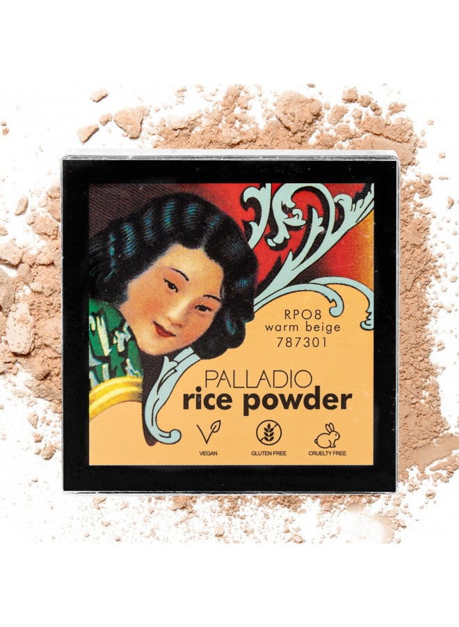 Palladio Rice Powder, Loose Setting Powder, Absorbs Oil, Leaves Face Looking and Feeling Smooth, Helps Makeup Last Longer For a Flawless, Fresh Look, Warm Beige, Pack of 3