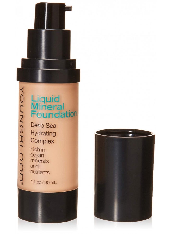 Youngblood Clean Luxury Cosmetics Liquid Mineral Foundation, Pebble | Dewy Mineral Lightweight Full Coverage Makeup for Dry Skin Poreless Flawless Tinted Glow | Vegan, Cruelty Free, Gluten-Free