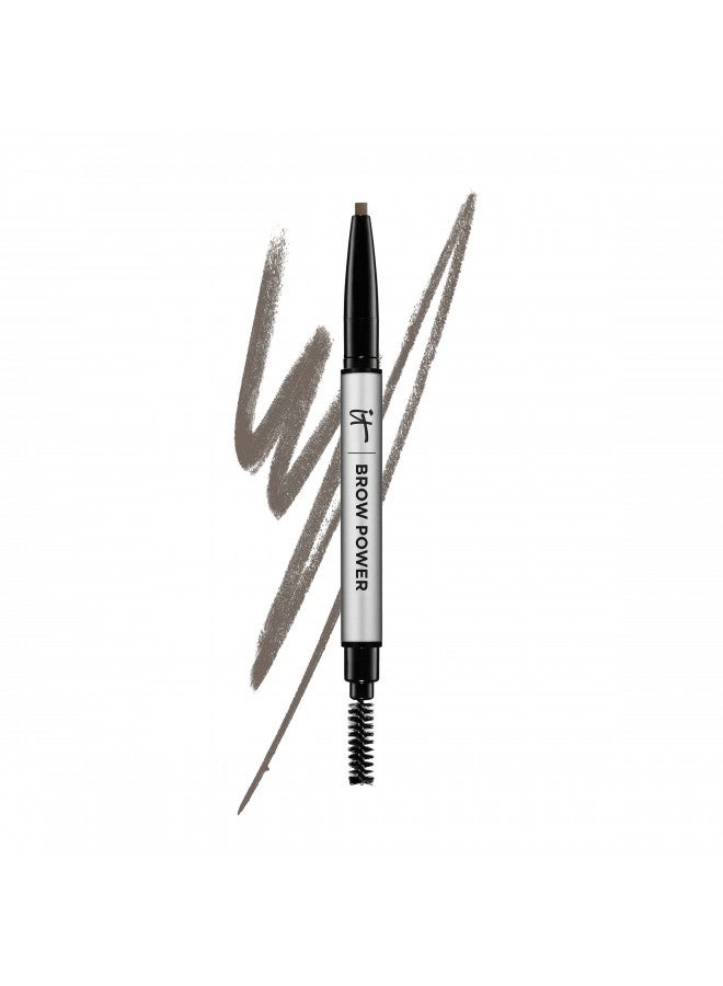 IT Cosmetics Brow Power Eyebrow Pencil, Universal Taupe - Long-Lasting, Budge-Proof Formula - With Biotin - For Light to Medium Brown & Gray Hair Colors - 0.005 oz