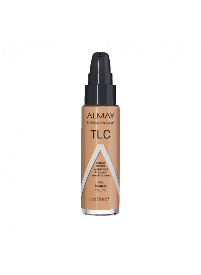 Almay Liquid Foundation, Truly Lasting Color, Long Wearing Natural Finish, Vitamin E and Lemon Extract, Hypoallergenic, Cruelty Free, Dermatologist Tested, 220 Neutral, 1 oz