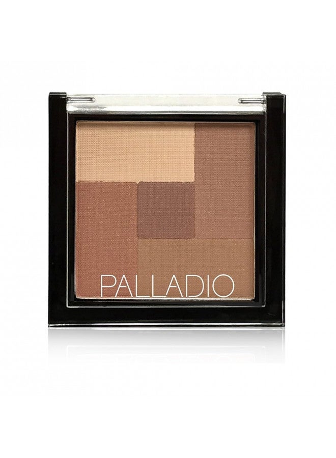 Palladio 2 In 1 Mosaic Powder Blush and Bronzer Silky Smooth Face Makeup Pressed Five Color Hues from Shimmering Pinks to Golden Browns Rich Pigmented Shades Flawless Finish, Spice, 0.28 Oz