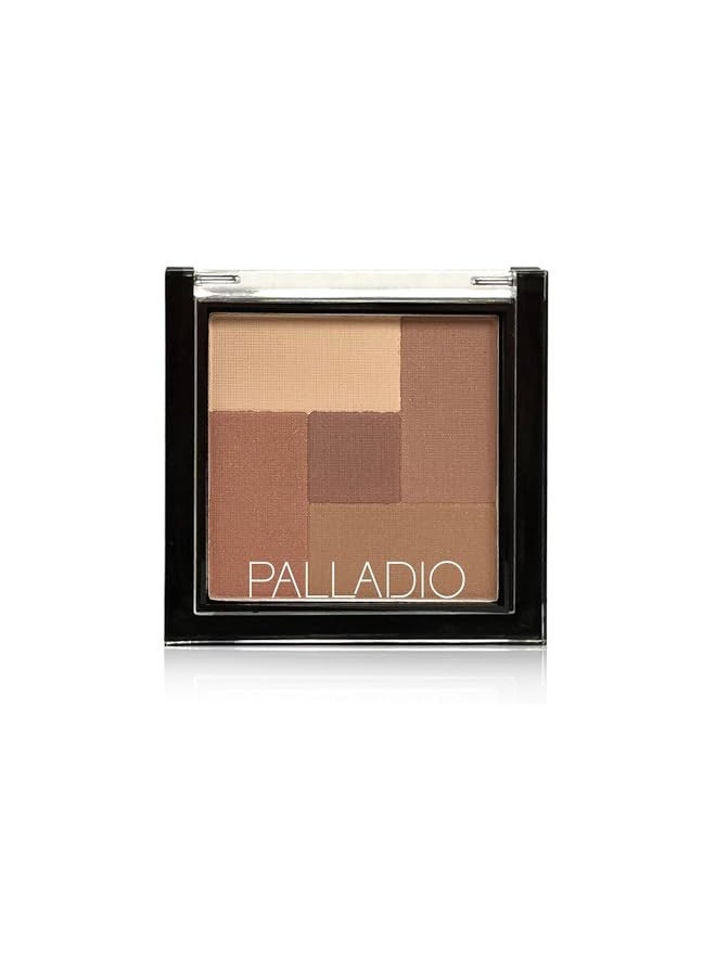 Palladio 2 In 1 Mosaic Powder Blush and Bronzer Silky Smooth Face Makeup Pressed Five Color Hues from Shimmering Pinks to Golden Browns Rich Pigmented Shades Flawless Finish, Spice, 0.28 Oz