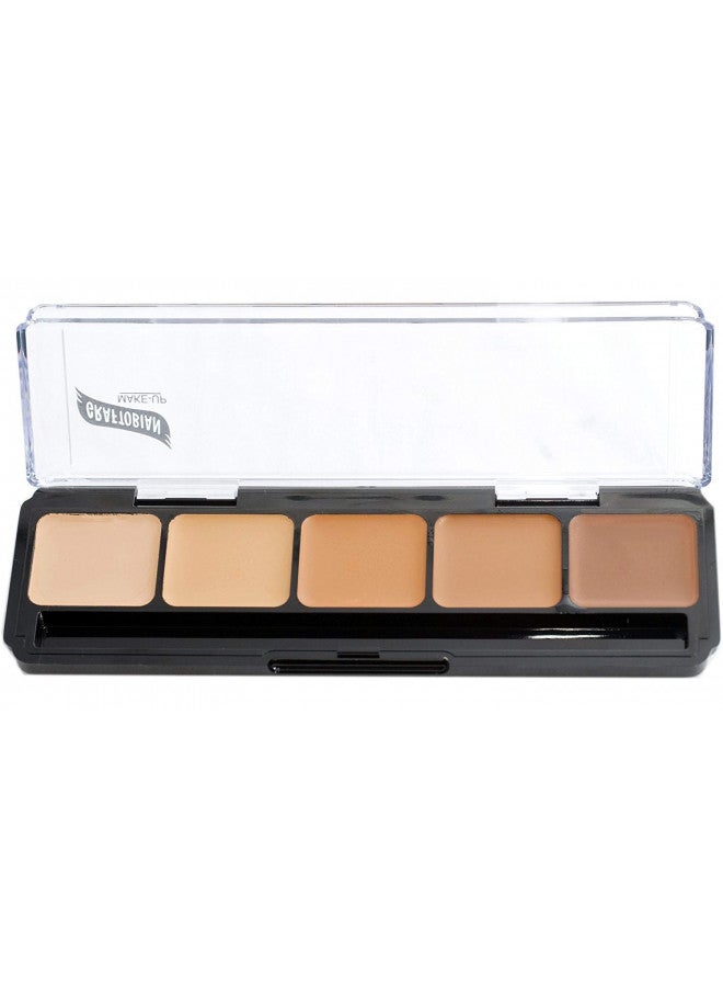 Graftobian HD Glamour Crème Foundation Palette (Warm #3) - High Definition 5 Color Makeup Palette, Cream Based Foundation Concealer and Contour Palette, Full Coverage - Medium/Dark Warm Skin Shades