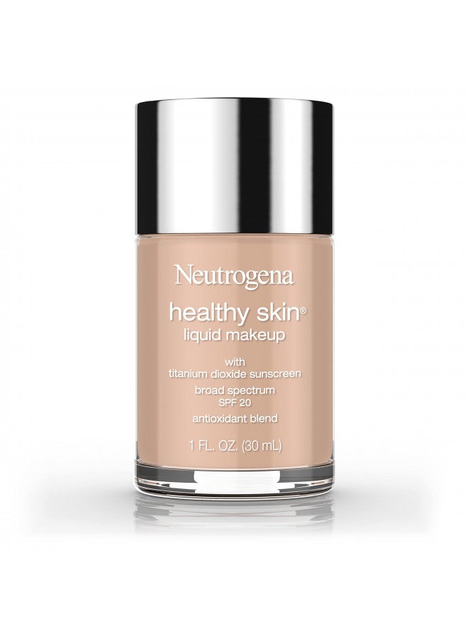 Neutrogena Healthy Skin Liquid Makeup Foundation, Broad Spectrum SPF 20 Sunscreen, Lightweight & Flawless Coverage Foundation with Antioxidant Vitamin E & Feverfew, 90 Warm Beige, 1 fl. oz