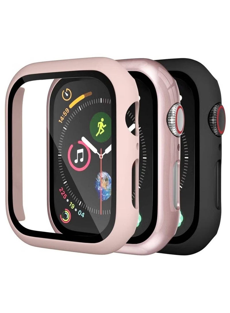 3 Pack Case Compatible with Watch 38mm Series 1/2/3, All-Around Ultra-Built-in Screen Protector, Full Cover Hard PC Protective Case Black Black/Pink/Rose Pink, 42mm