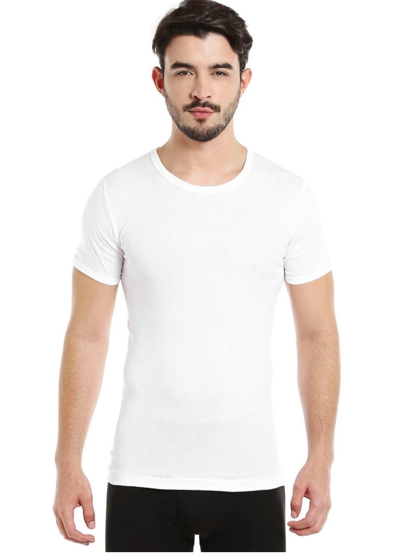 MEN'S ROUND NECK COTTON UNDERSHIRT (PACK OF 3) - WHITE