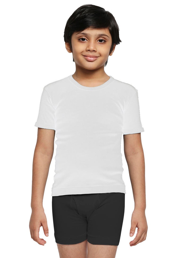 BOY'S COTTON ROUND NECK UNDERSHIRT (PACK OF 3) - WHITE