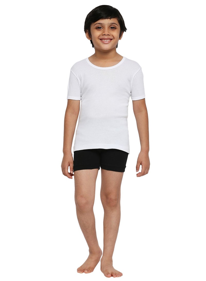 BOY'S COTTON ROUND NECK UNDERSHIRT (PACK OF 3) - WHITE